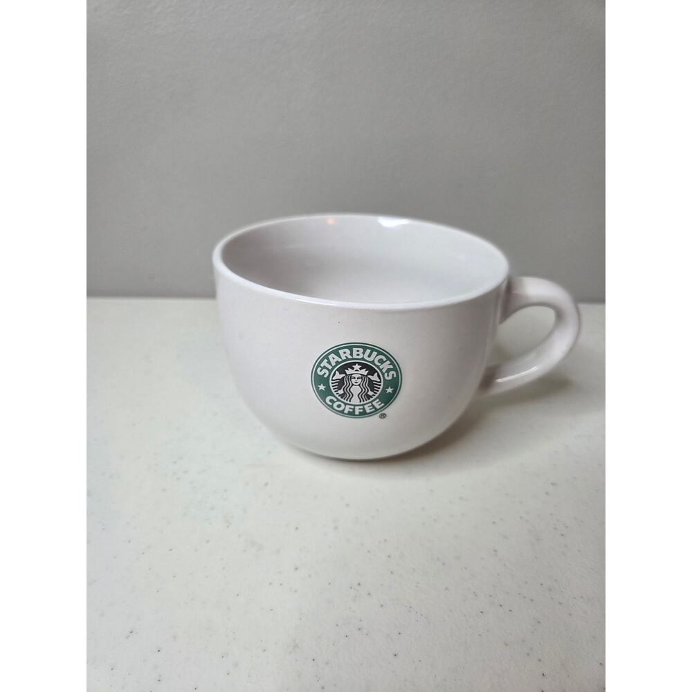 Starbucks 2016 White Oversized 14oz Mug Green Mermaid Logo Coffee Soup Cup